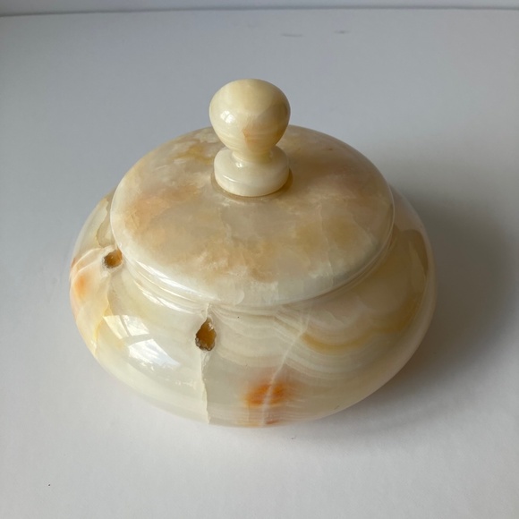 Round Lidded Onyx Box Medium Size Vintage - Picture 5 of 8